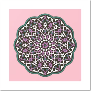 Circle Pattern Vector Art Green Magenta Pink White Posters and Art